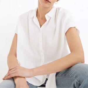 Madewell 1x plus crinkle gauze central tunic shirt